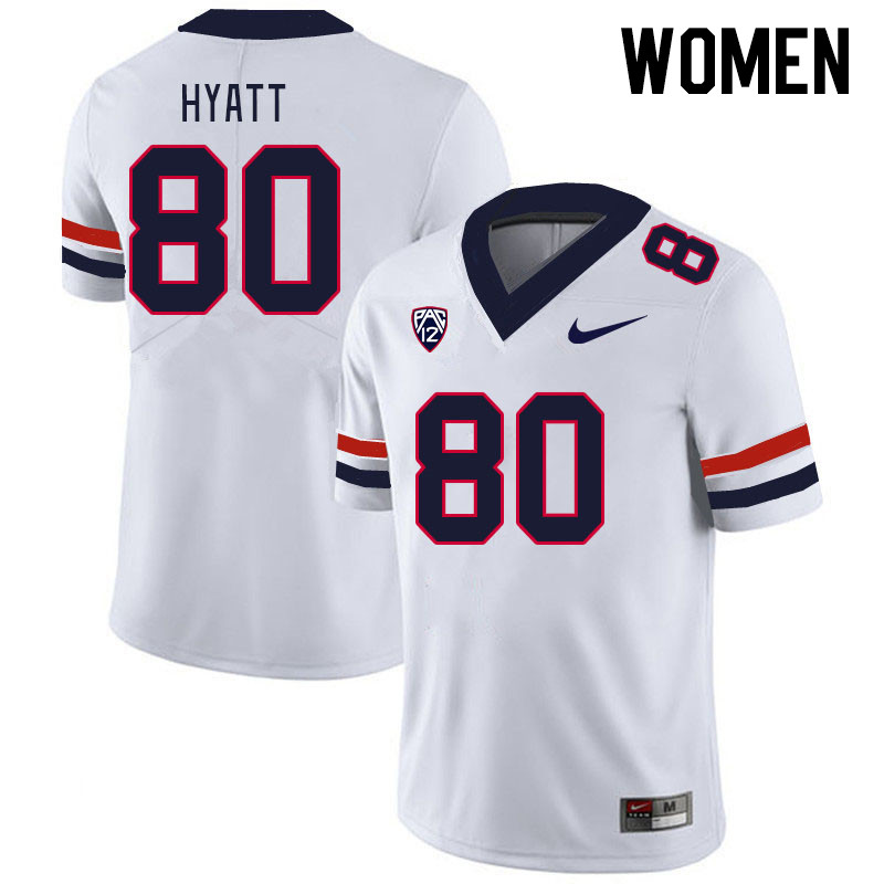 Women #80 Devin Hyatt Arizona Wildcats College Football Jerseys Stitched-White - Click Image to Close